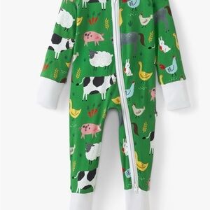Little Sleepies Farmyard Friends Green Footie